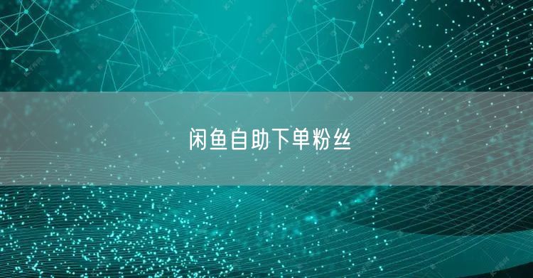 闲鱼自助下单粉丝